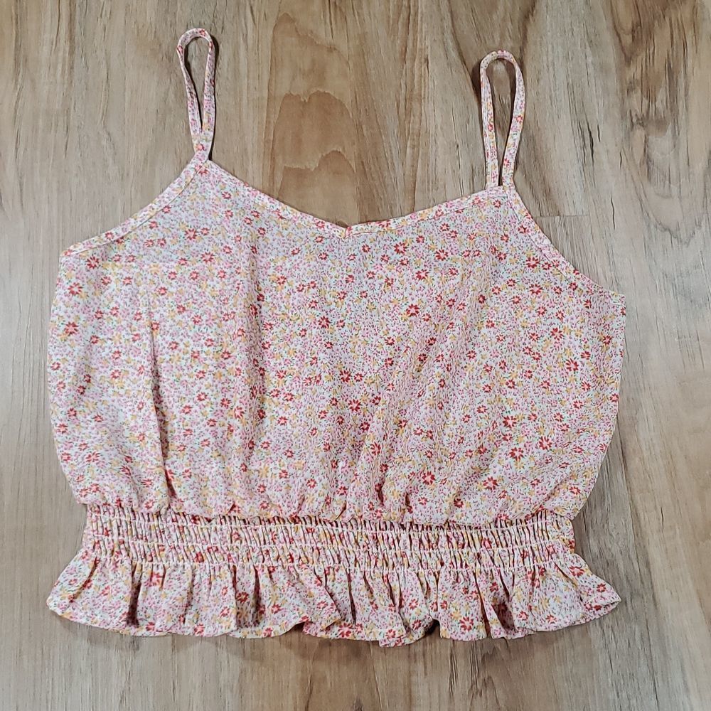 🔺️Como Vintage Pink Floral Print Tanktop Large